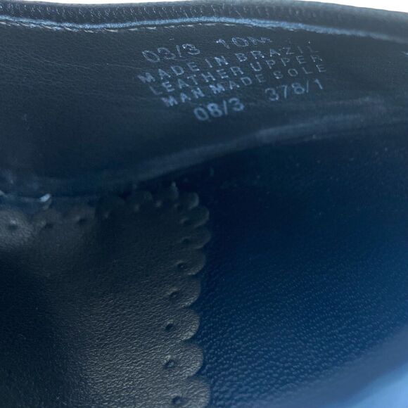 Franco Sarto High Heels Size 10 Black Leather Open Peep Toe Slip On Pumps - Picture 6 of 9